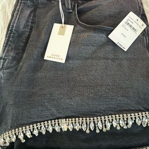 Good American Black Denim jeans with sequin cut out